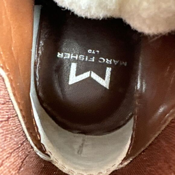 Marc Fisher LTD Lizzie Womens 7 Red Suede Leather Lace Up Fur Trim Ankle Boot - Picture 7 of 11